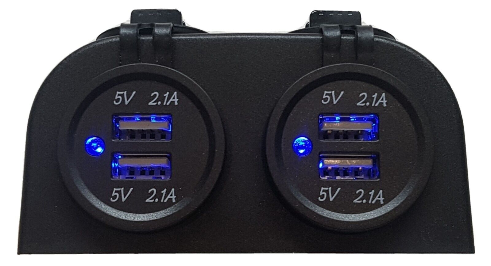 Black Surface Mount Dual USB 4.2A Charger Socket with Led