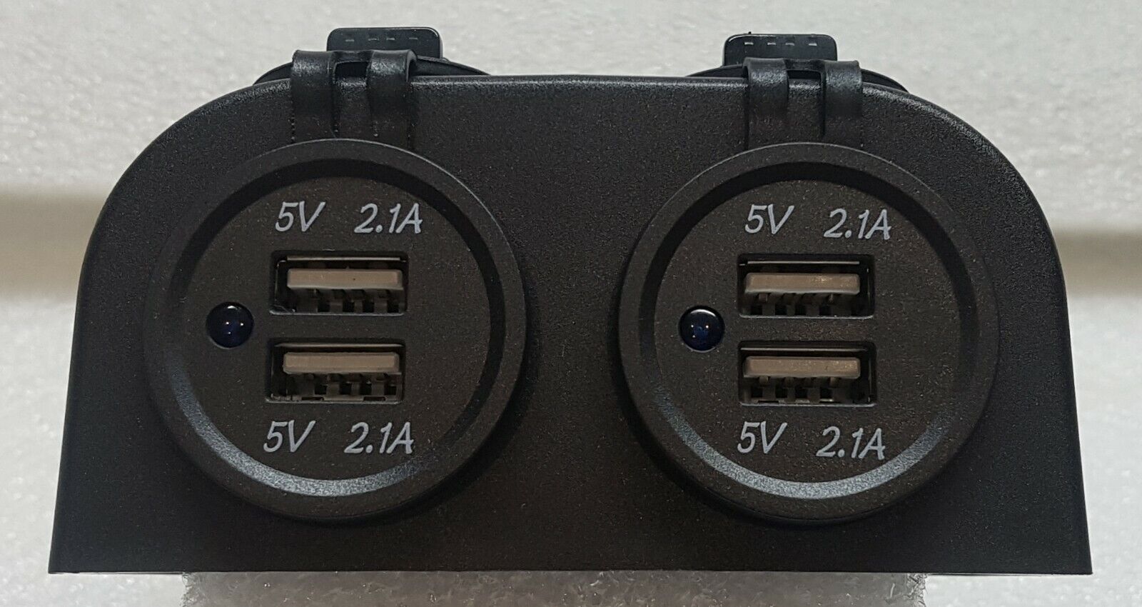 Black Surface Mount Dual USB 4.2A Charger Socket with Led