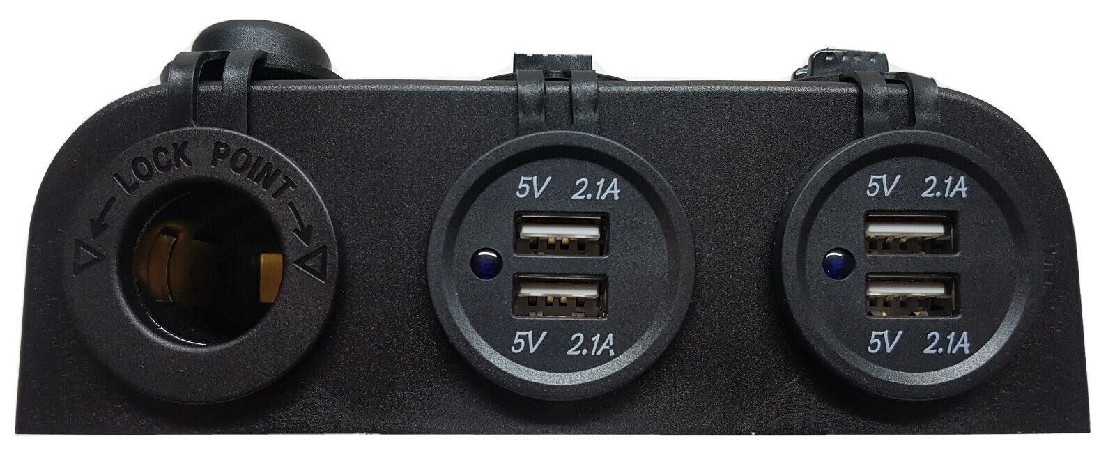 Black USB Surface Mount Triple Sockets with USB Charger Double 4.2A