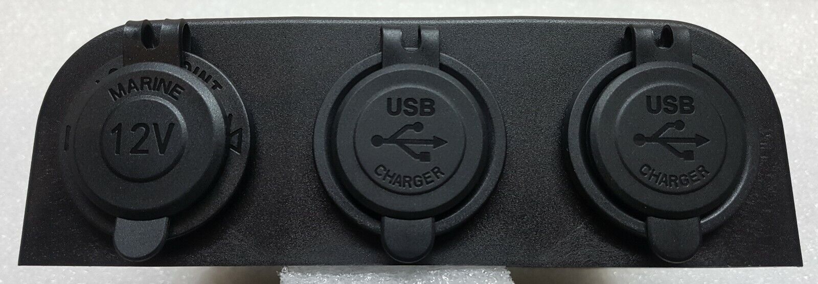 Black USB Surface Mount Triple Sockets with USB Charger Double 4.2A