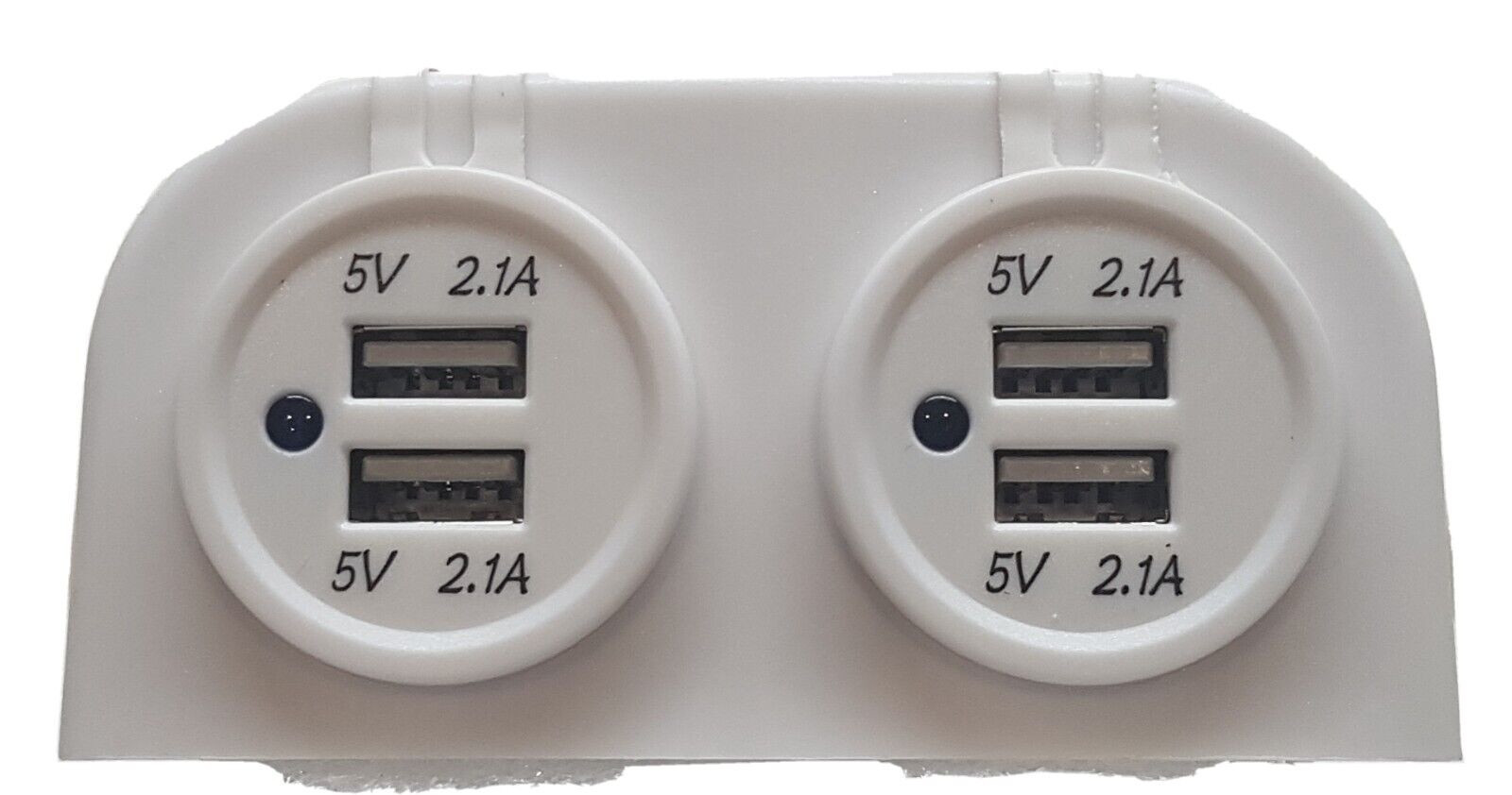 White Surface Mount Dual USB Charger Socket Double  4.2A with Led