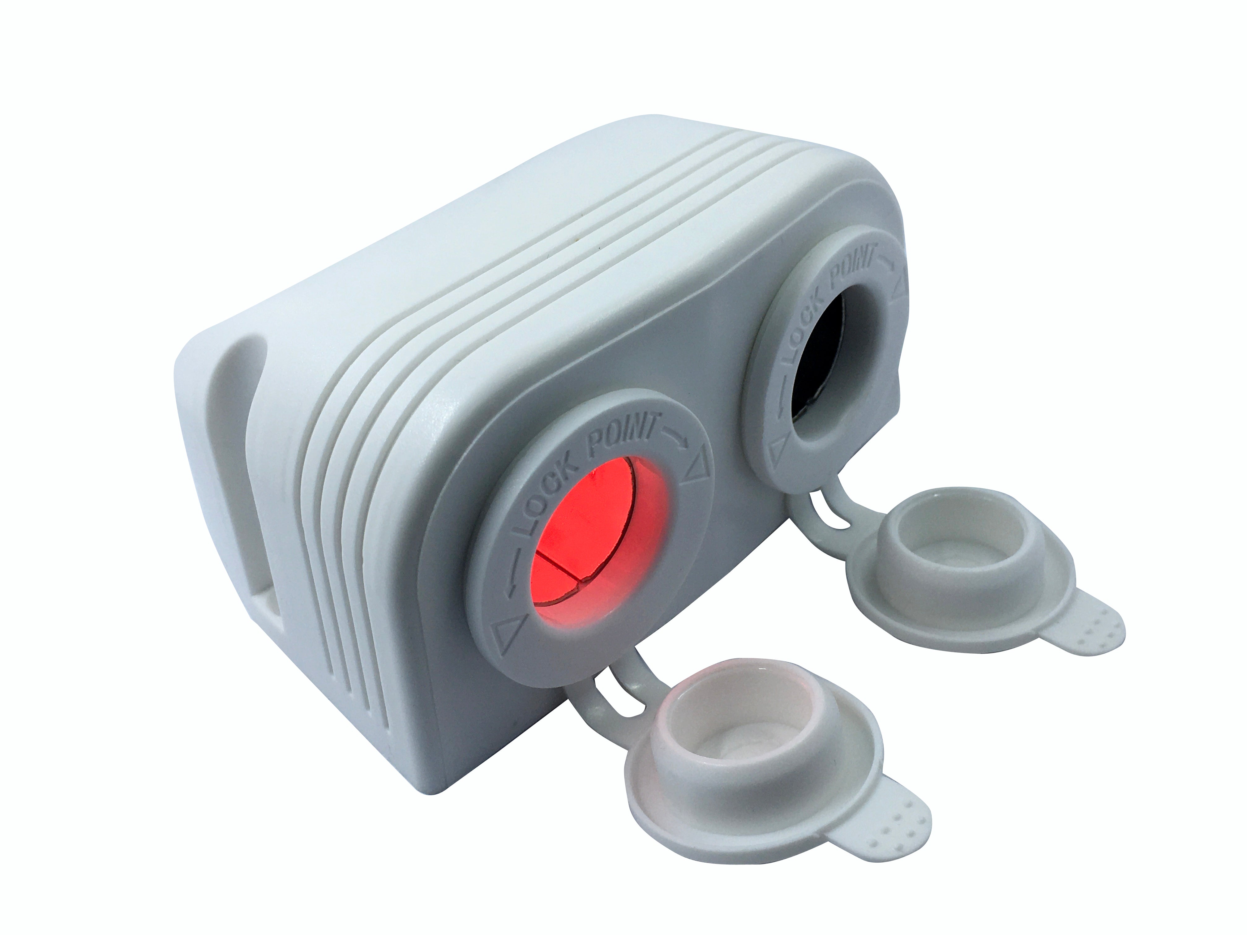 White Surface Mount Socket Dual LED Red