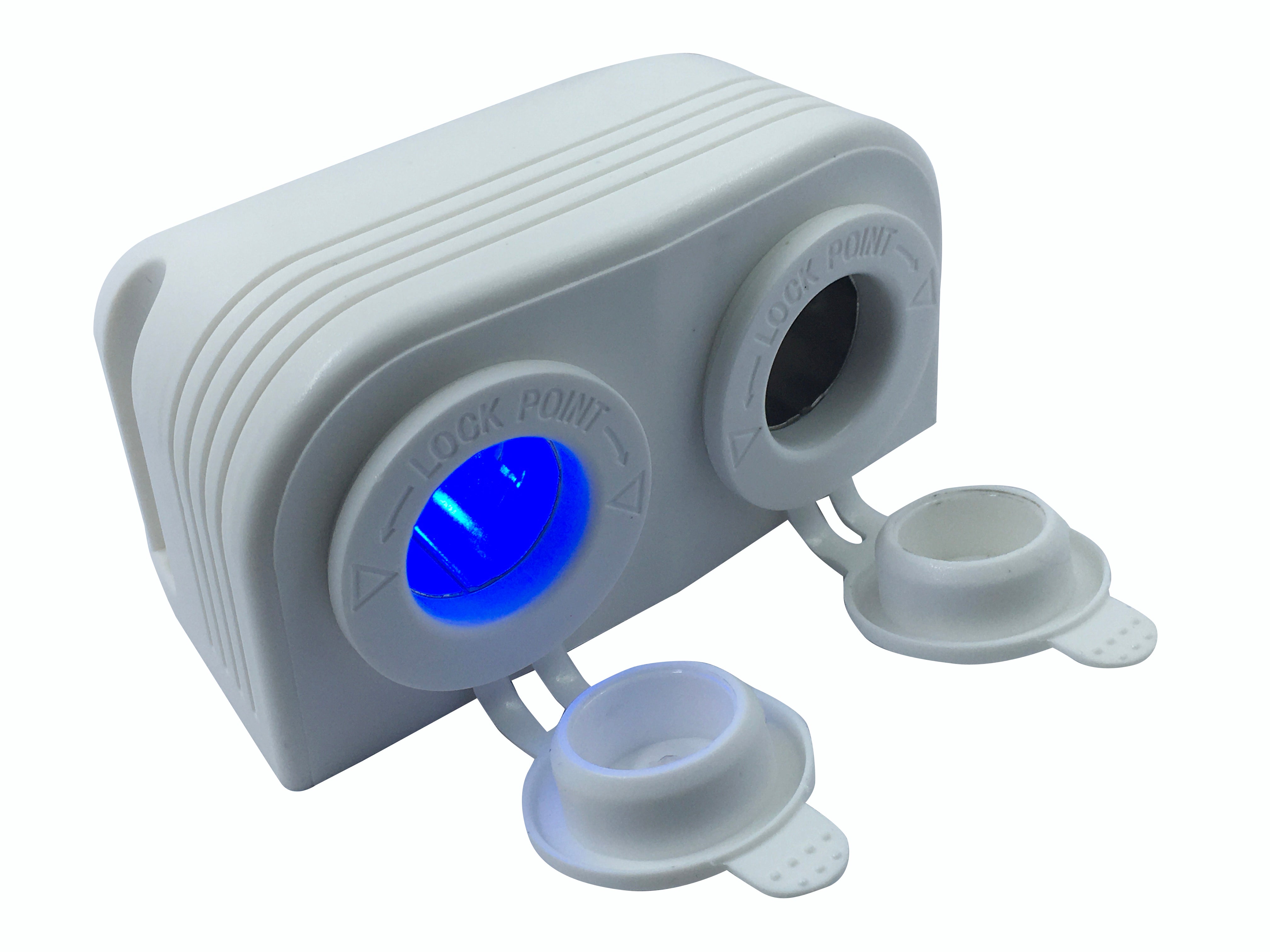 White Surface Mount Socket Dual LED Blue