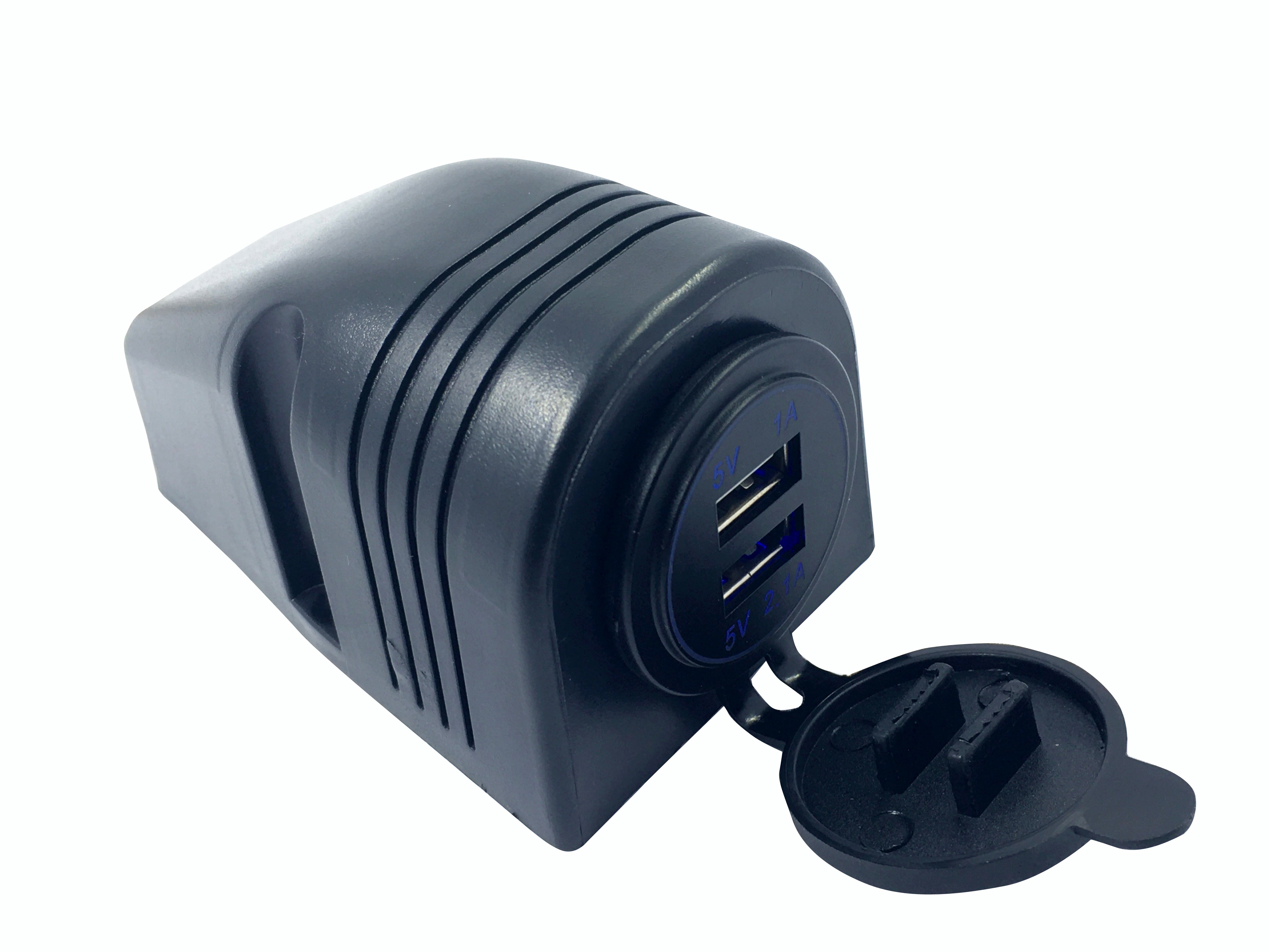 Black USB Surface Mount Charger Socket Double USB 3.1A with Led