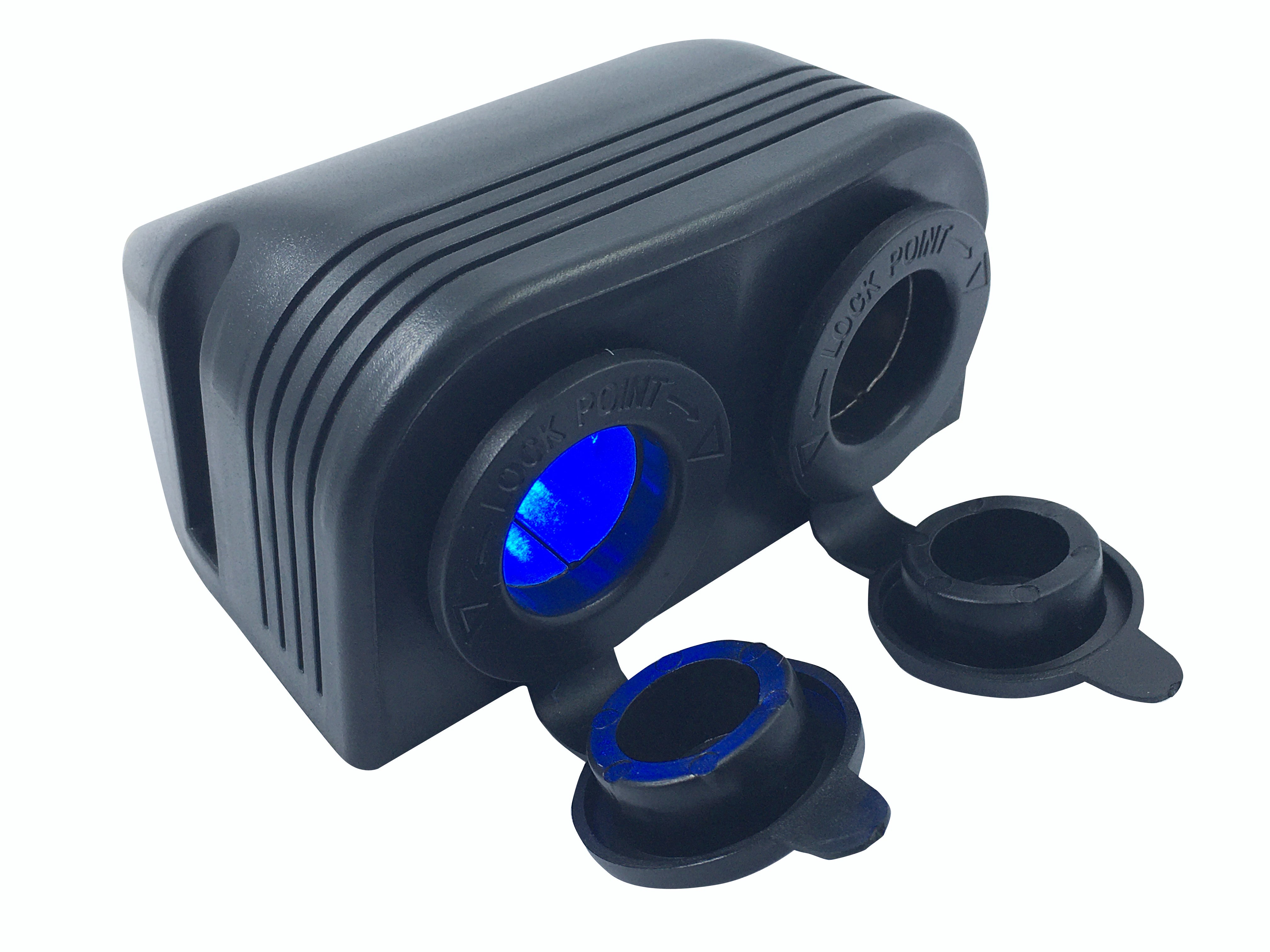 Black Surface Mount Socket Dual LED Blue