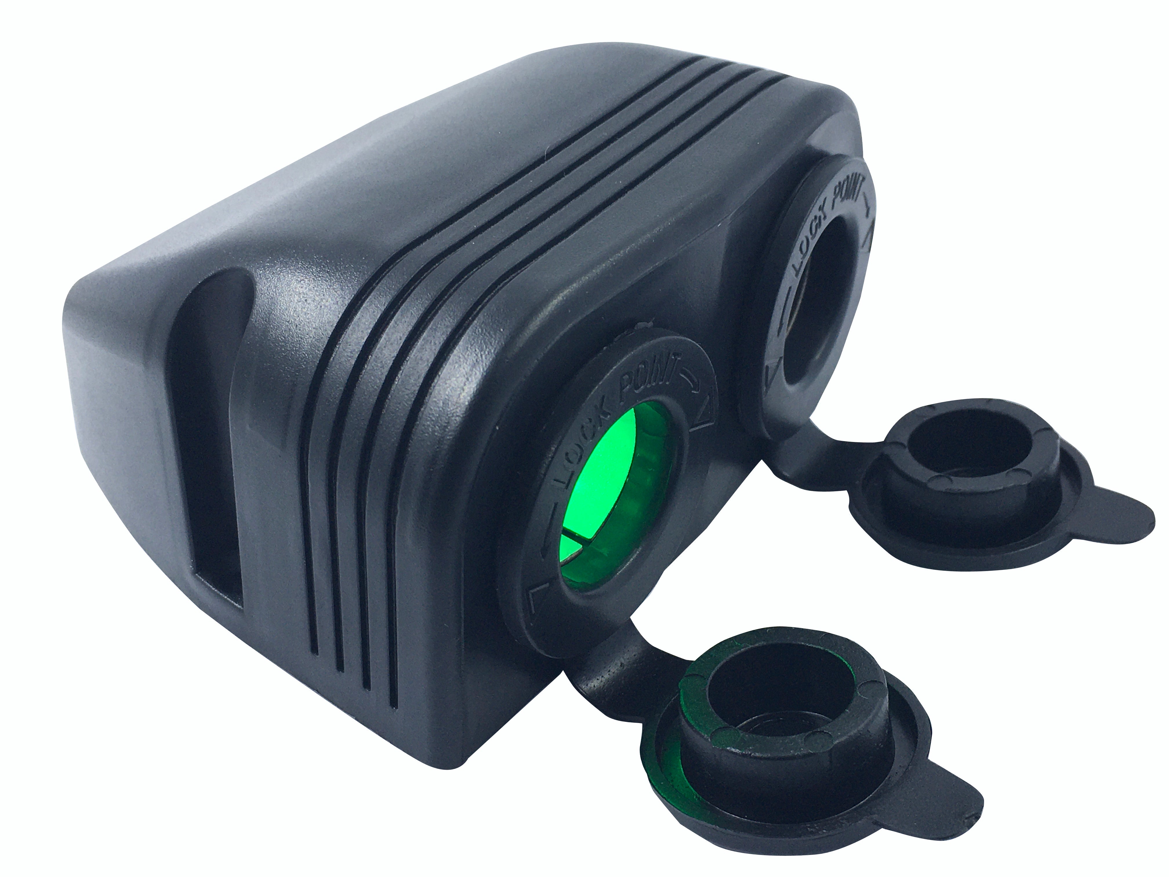 Black Surface Mount Socket Dual LED Green