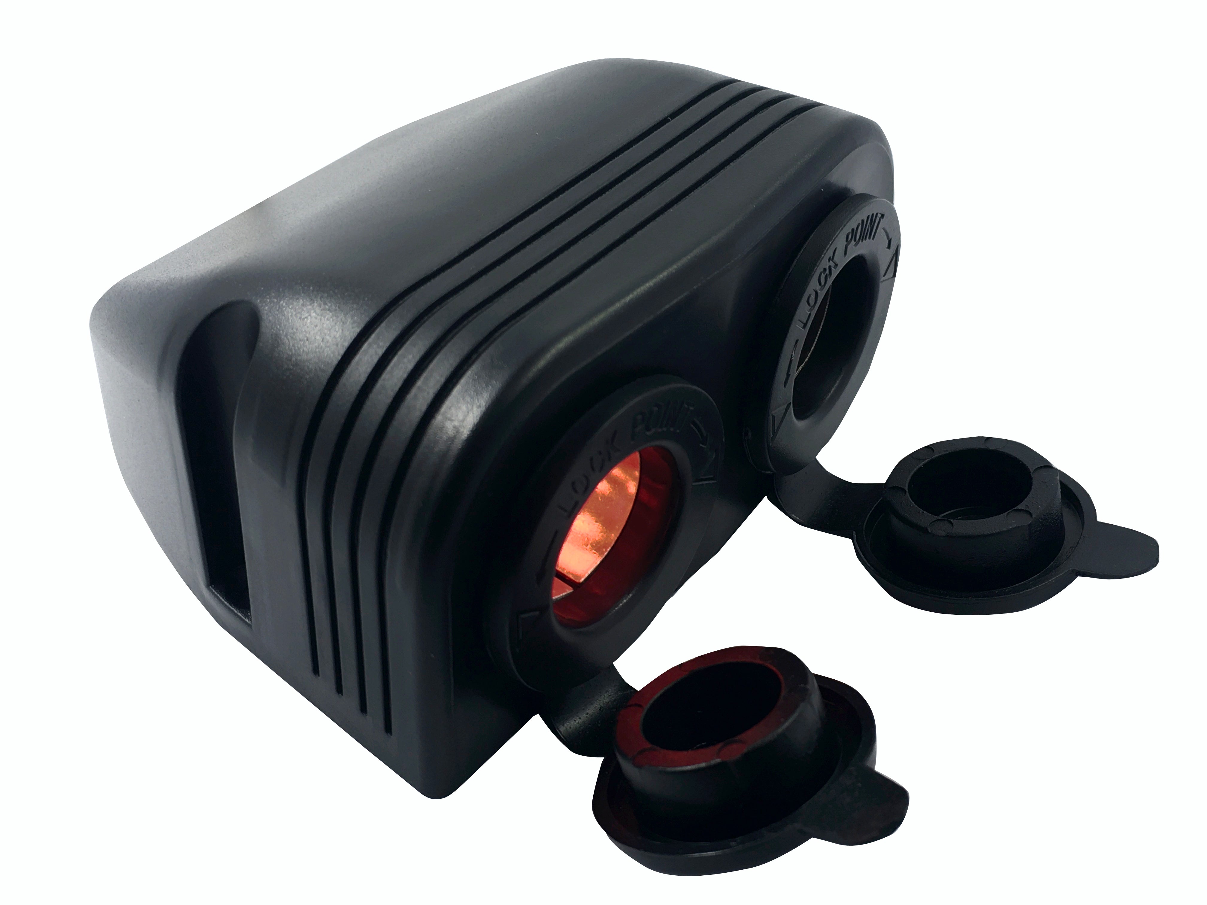 Black Surface Mount Socket Dual LED Red