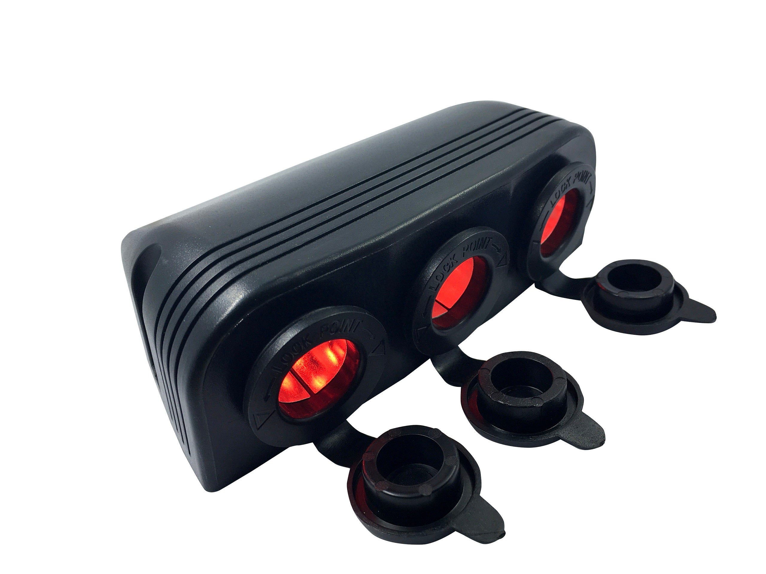 Black Surface Mount Socket Triple LED Red