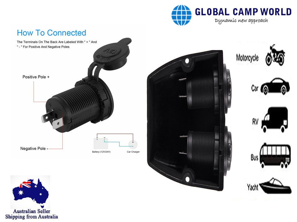 Black Surface Mount Socket Dual LED Blue