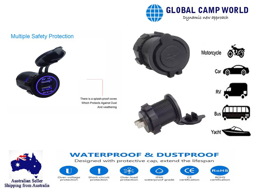 USB Charger Socket Double  3.1A with Led