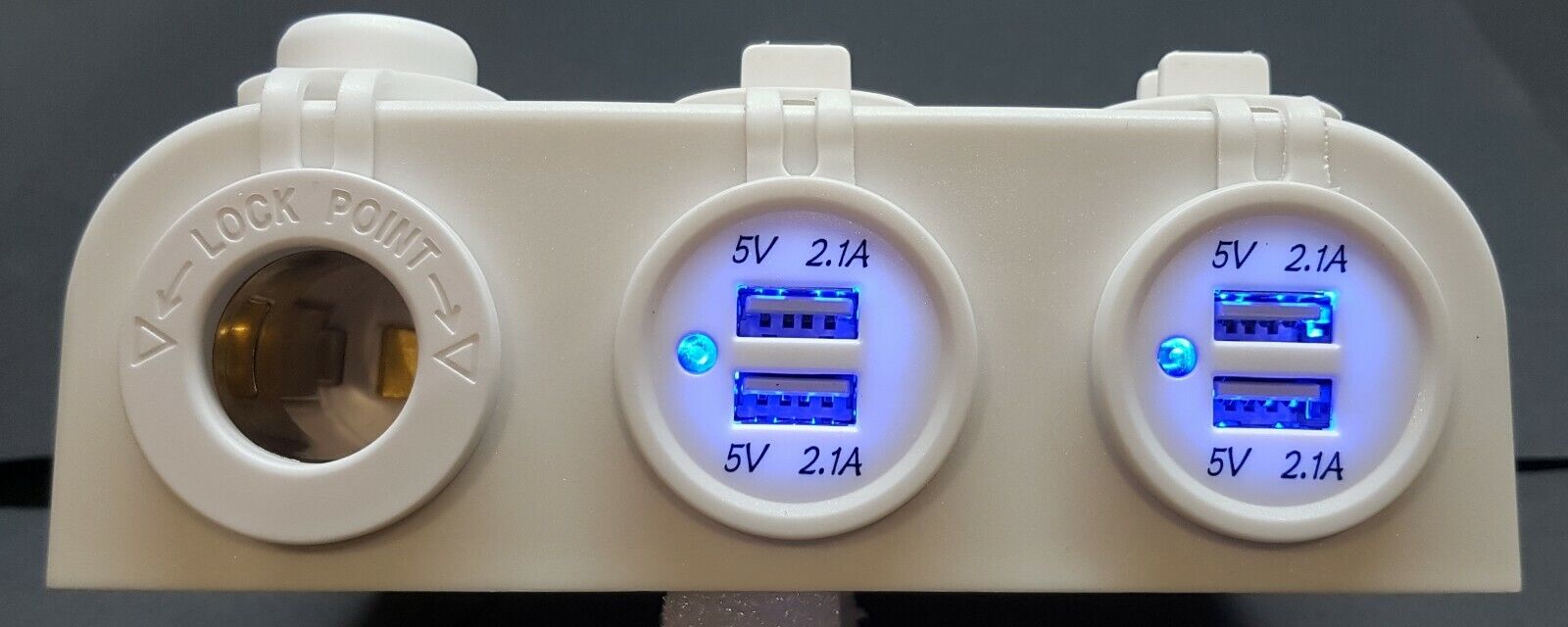 White USB Surface Mount Triple Sockets with USB Charger 4.2A and Sockets