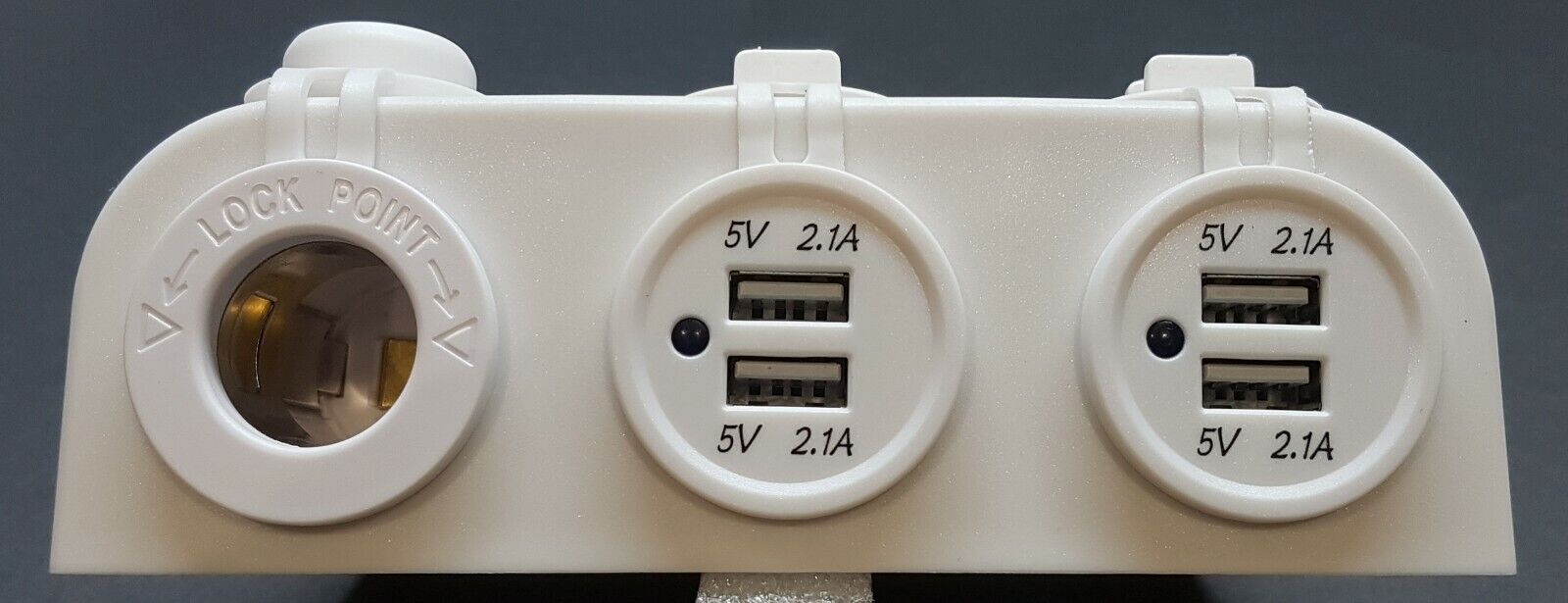 White USB Surface Mount Triple Sockets with USB Charger 4.2A and Sockets