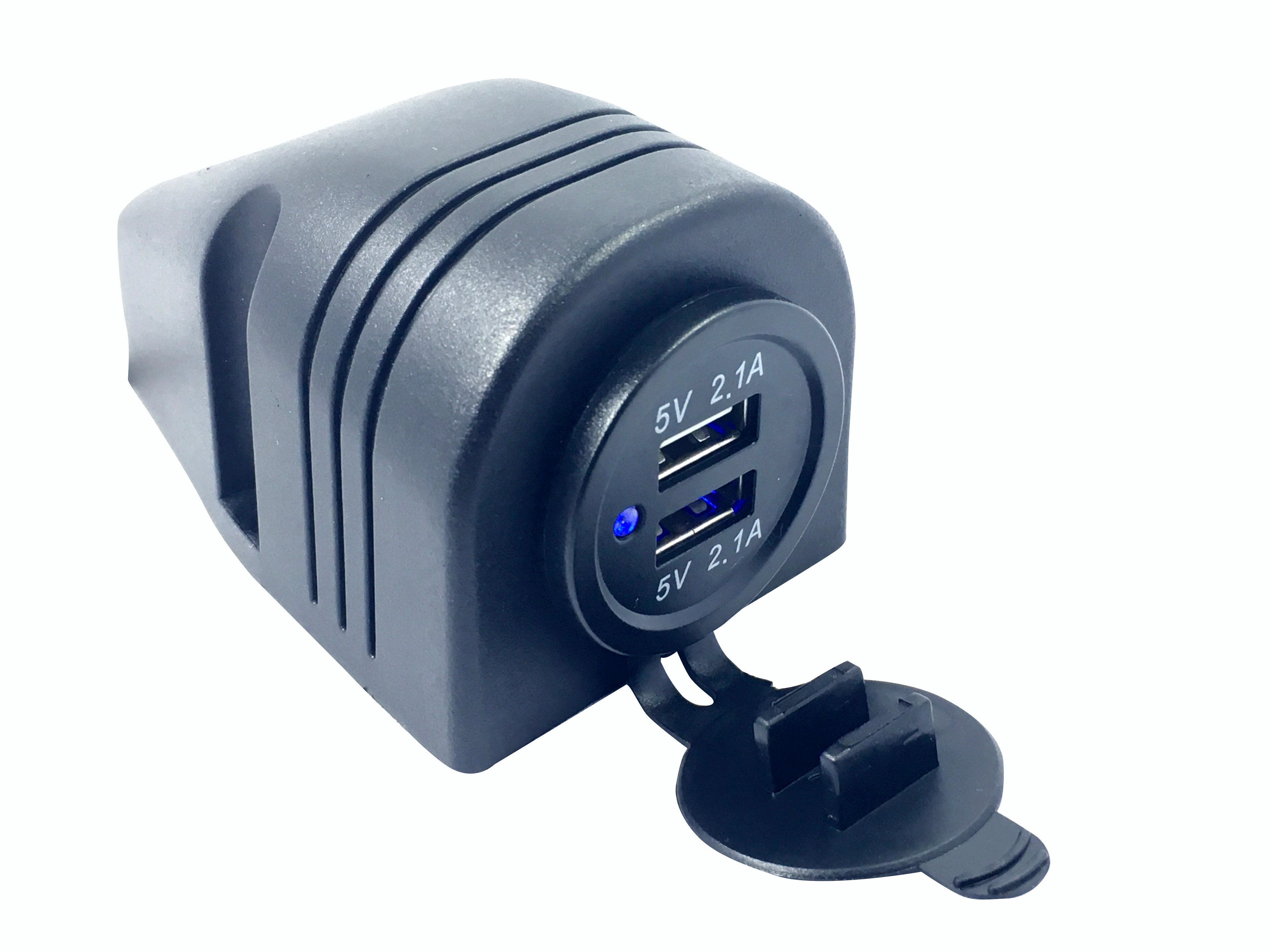 Black USB Surface Mount Charger Socket Double USB  4.2A