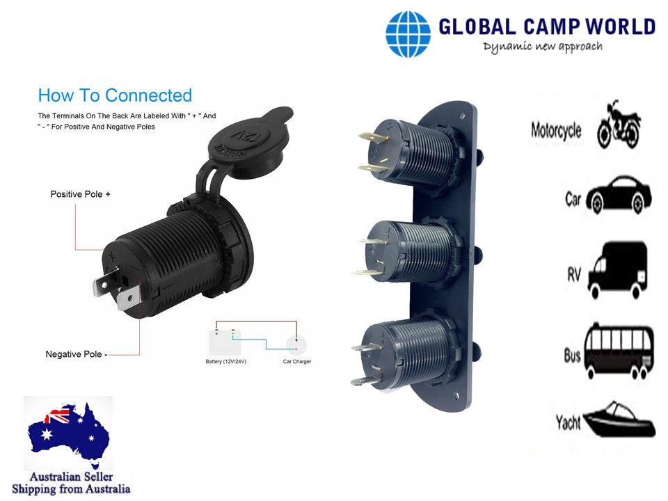 Usb Flush Mount Cigarette Socket 3x